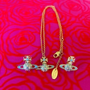 Vivienne Westwood Gold and Blue Necklace Set